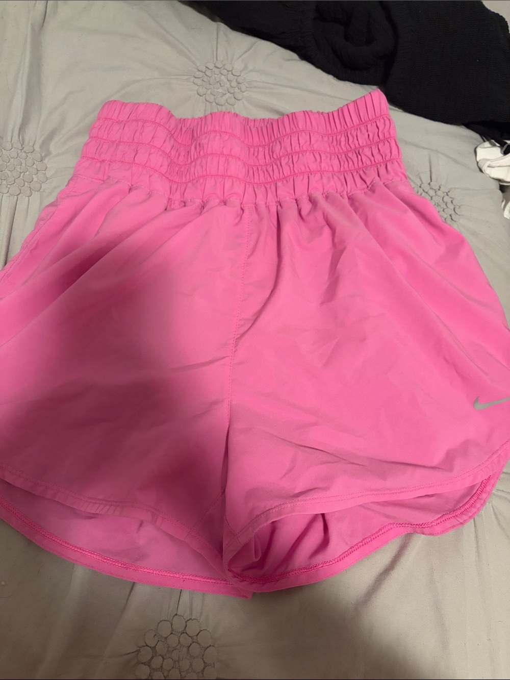 Nike Women's Hot Pink Athletic Shorts with Smocked Waistband